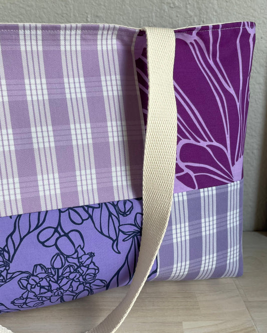 Medium Patchwork Palaka Tote Bag - Purple