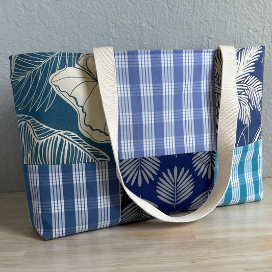 Medium Patchwork Palaka Tote Bag - Chambray