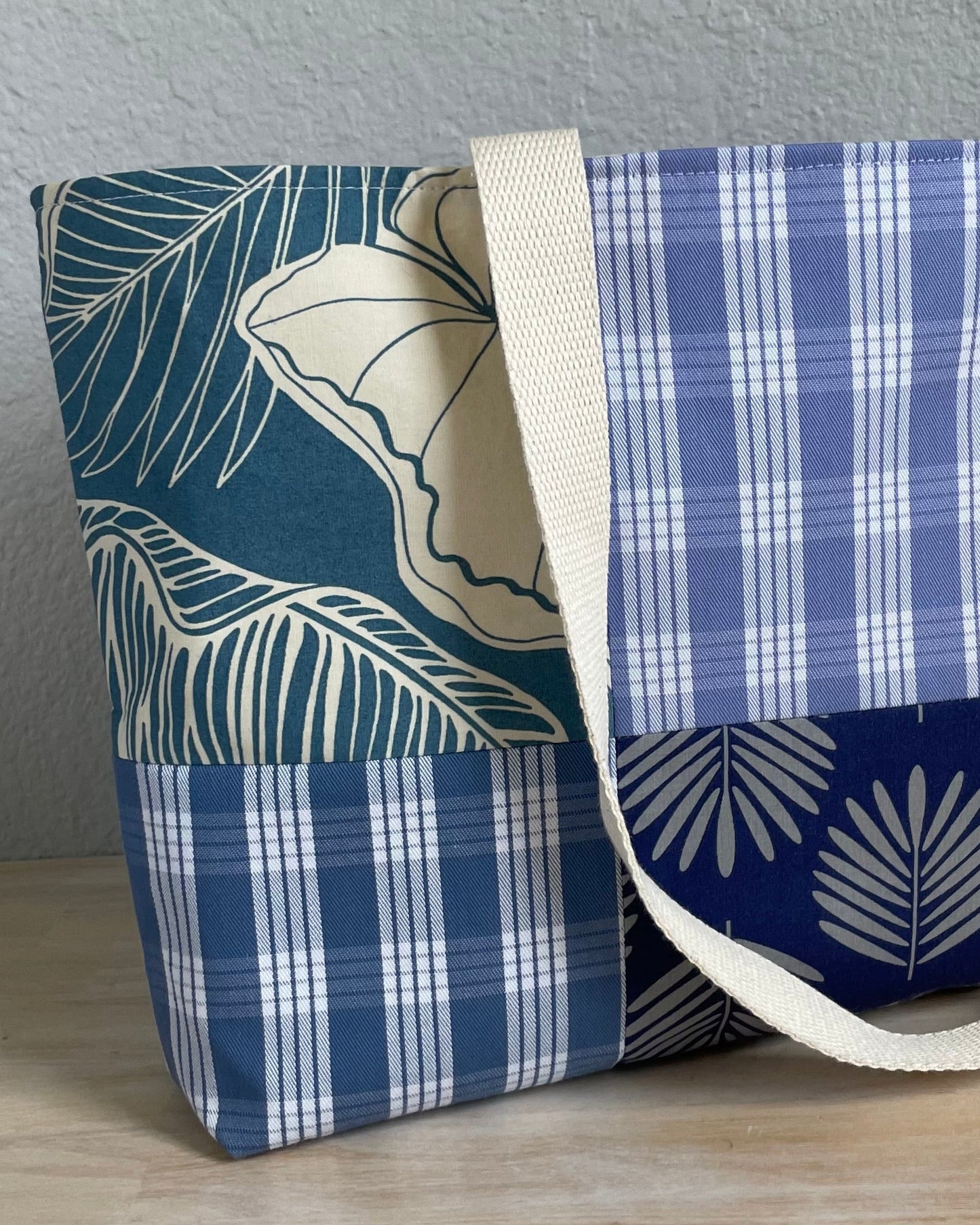 Medium Patchwork Palaka Tote Bag - Chambray