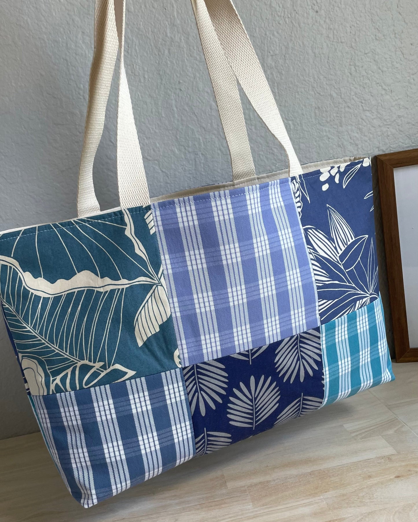 Medium Patchwork Palaka Tote Bag - Chambray