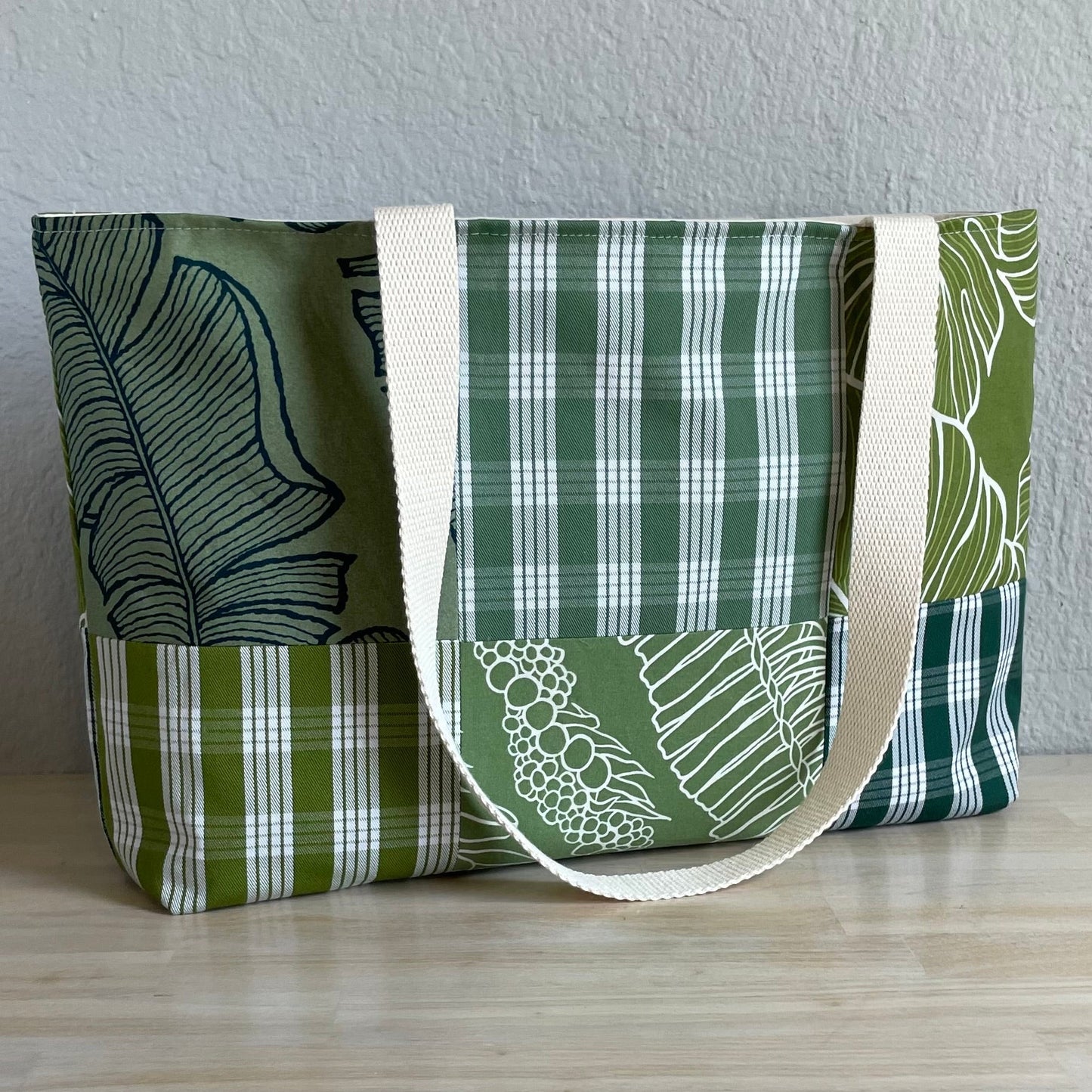 Medium Patchwork Palaka Tote Bag - Green