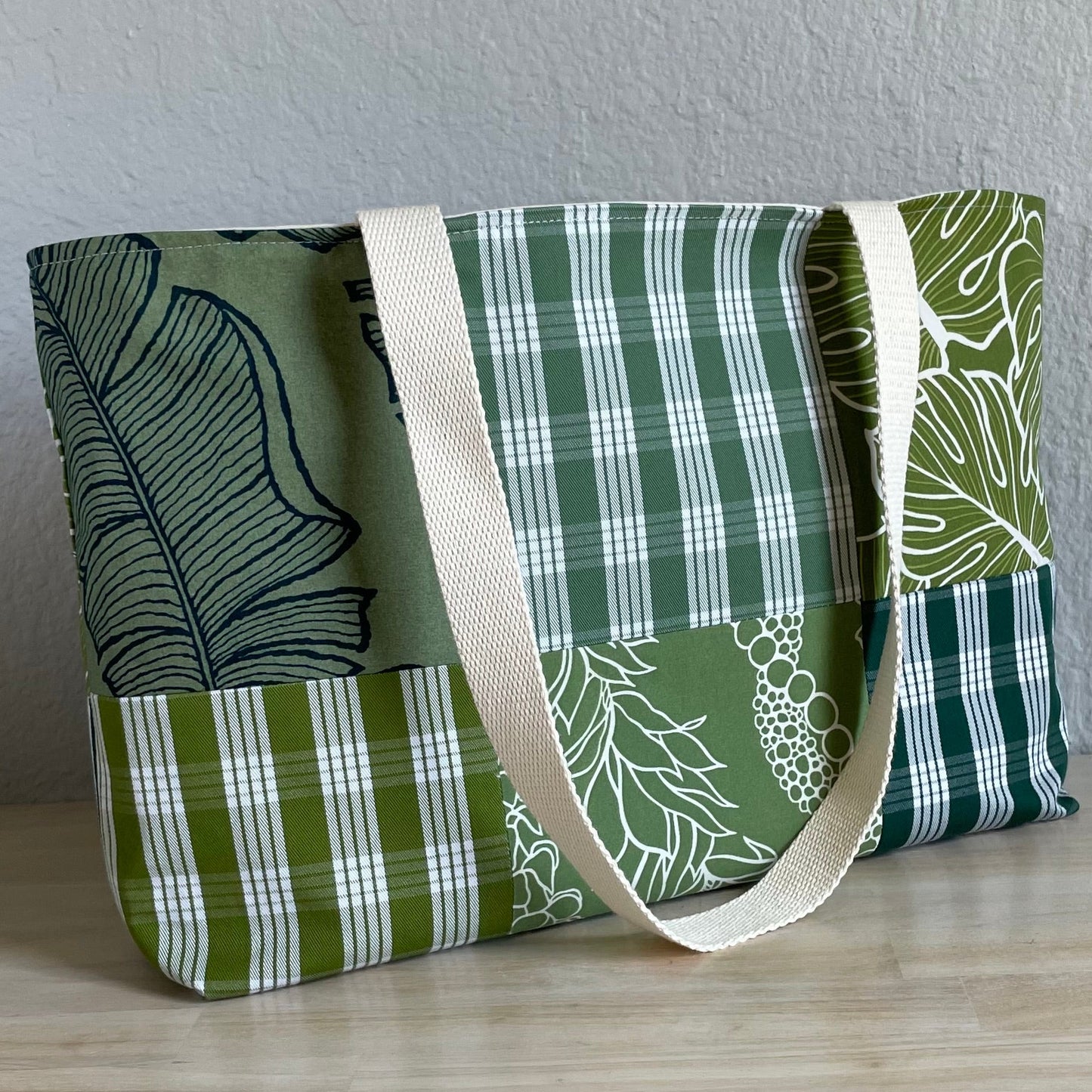 Medium Patchwork Palaka Tote Bag - Green