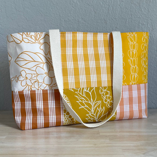 Medium Patchwork Palaka Tote Bag - Ilima