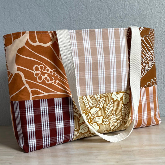 Medium Patchwork Palaka Tote Bag - Rust
