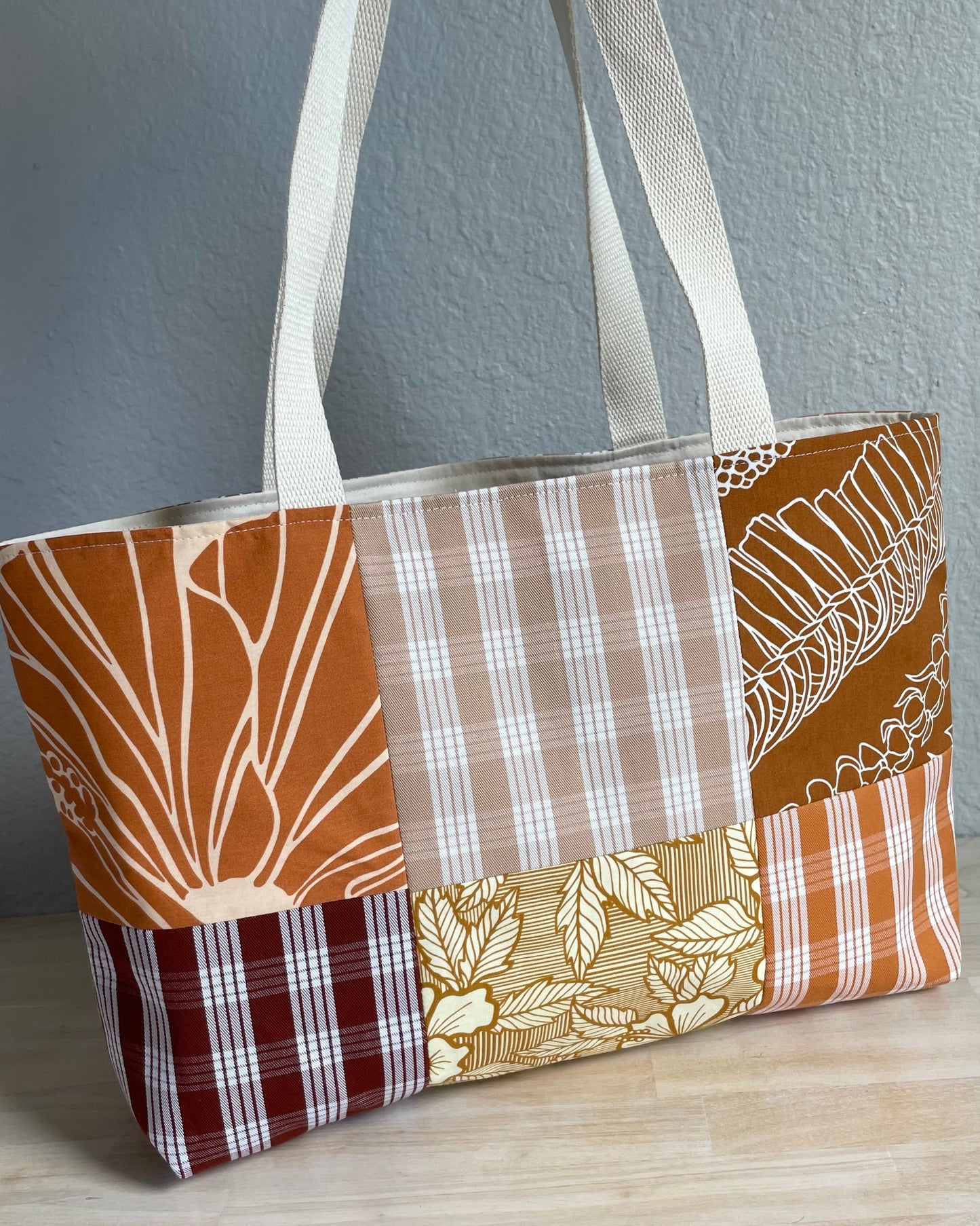Medium Patchwork Palaka Tote Bag - Rust