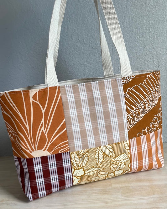 Medium Patchwork Palaka Tote Bag - Rust