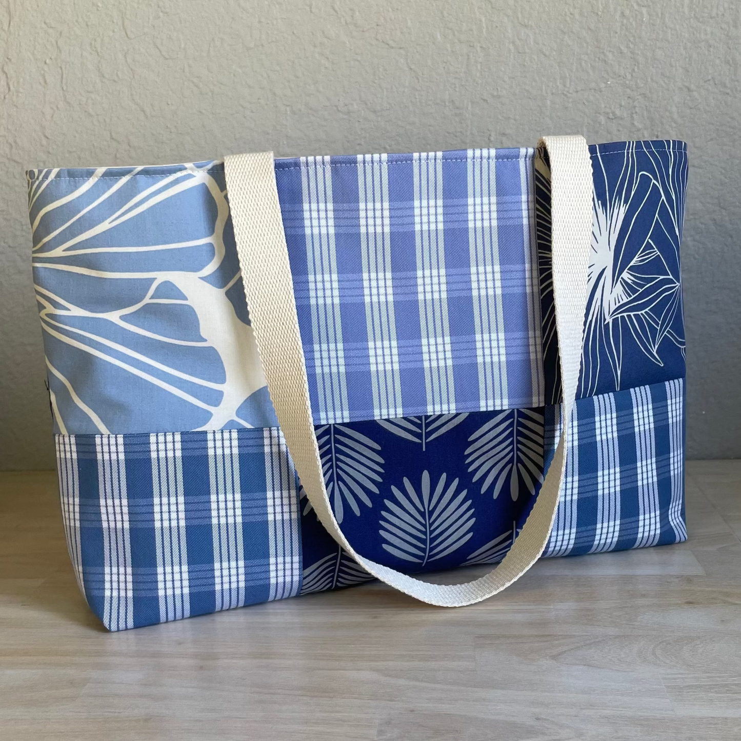 Medium Patchwork Palaka Tote Bag - Chambray