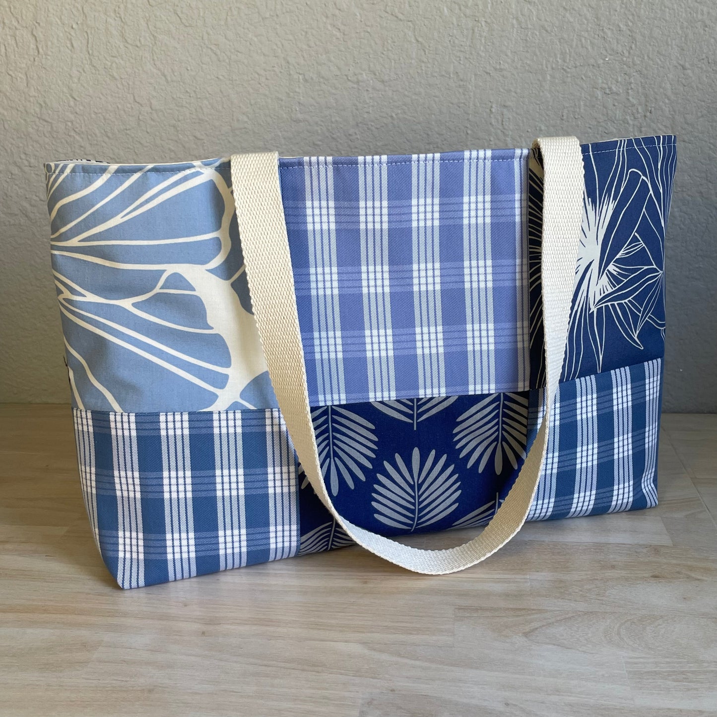 Medium Patchwork Palaka Tote Bag - Chambray