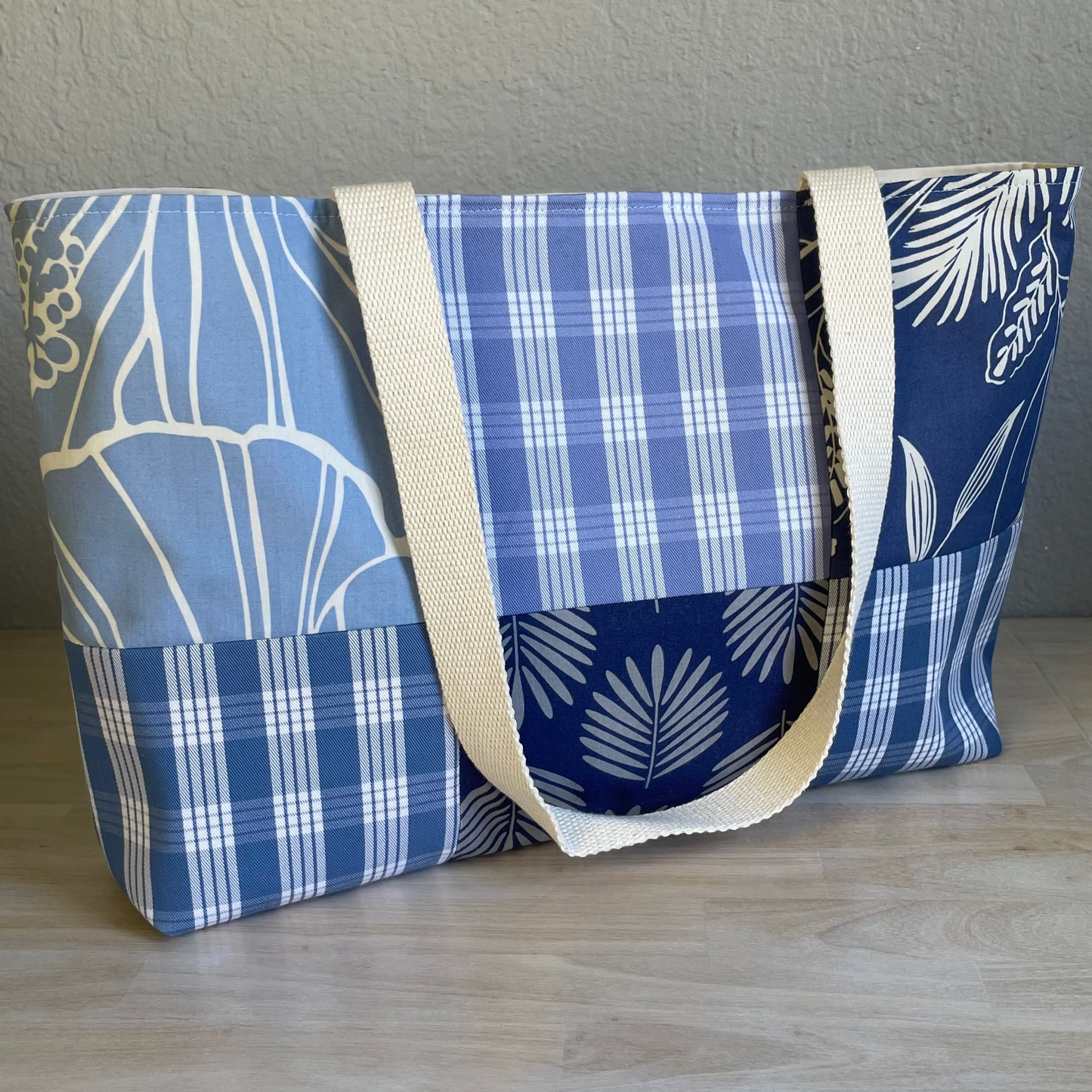 Medium Patchwork Palaka Tote Bag - Chambray